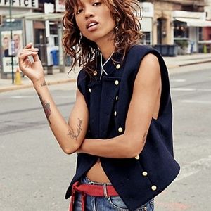 NWOT Cropped Military Vest